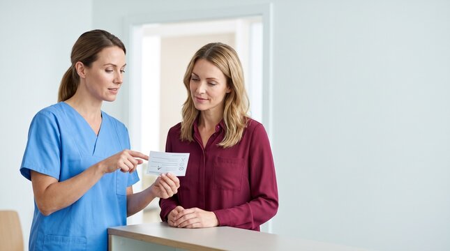 Nurse Explaining Written Information to Spanish Speaking Patient