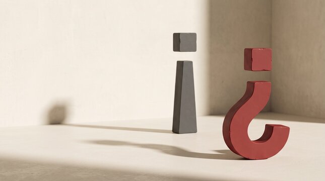 Inverted Spanish Punctuation Marks Casting Long Minimal Shadows