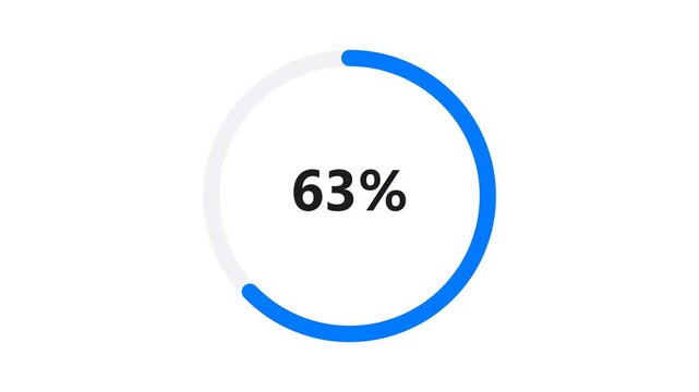 Circular blue progress indicator showing thirteen percent completion on a white background for looping video display.