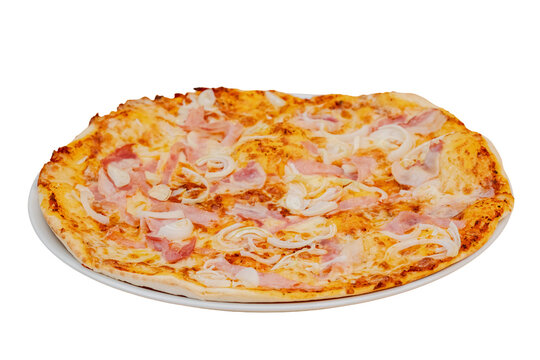 Flammkuchen with crispy bacon and fresh onion rings