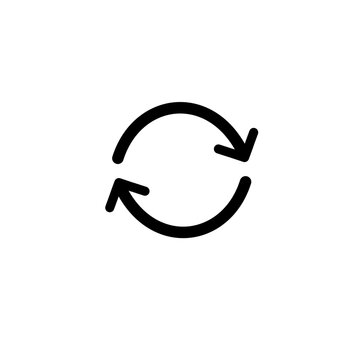 Circular Arrow Icon: A simple black circular arrow icon, symbolizing refresh, repeat, or a continuous loop, isolated on a plain background.