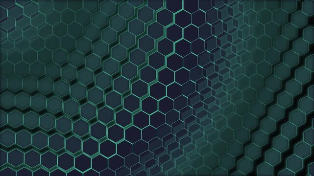 Looping animation of dark teal hexagonal honeycomb pattern with seamless tiled background