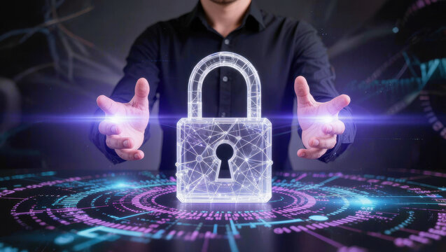 Digital lock, cyber security, data protection, network security, privacy protection, online safety