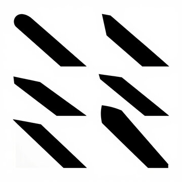 Abstract black diagonal parallelogram shapes and thick geometric bars set