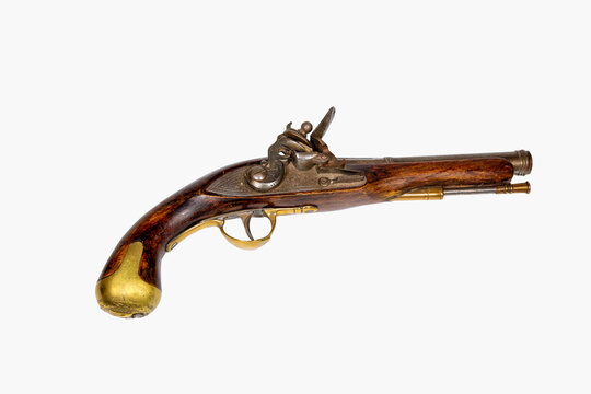 Old flintlock isolated on white.