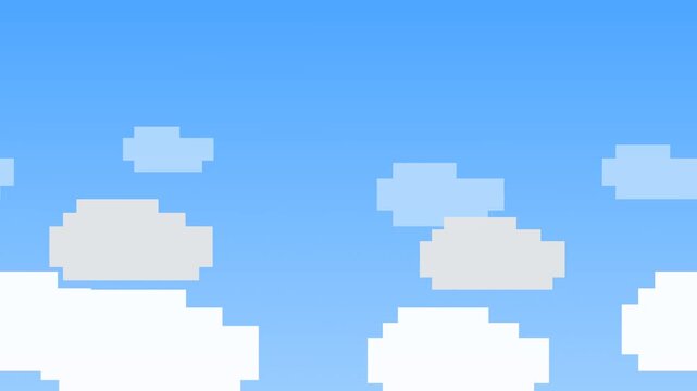 Pixel art clouds drifting across a serene blue sky in a looping animation.