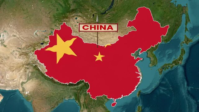 Taiwan Strait with the Width Distance Between China and Taiwan. 4K Animated Map