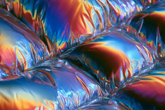 Holographic Puffer Jacket Fabric Close Up