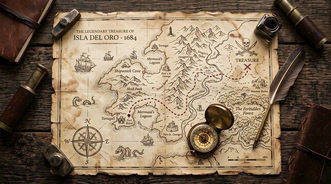 Antique-style world map printed on aged parchment with faded geographic details and vintage navigation elements, evoking historical exploration and classic cartography.