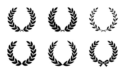 Obraz premium Laurel Wreath Vector Icons Set, Victory Symbol Collection, Award Emblem Graphics, Triumph Decorative Elements, Achievement Design