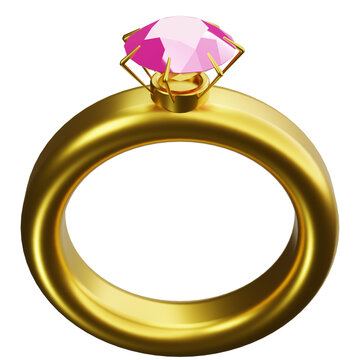 Gold Ring With Pink Gemstone 3D Illustrations