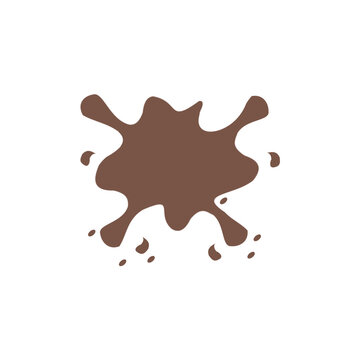 Chocolate milk splash and brown paint blot stain isolated on transparent background