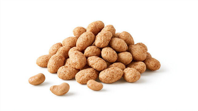 Crispy Coated Peanuts Isolated on White Background