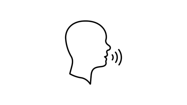 Person Speaking Animated Icon With Alpha Channel. Voice Communication, Speech Recognition, And Audio Interaction Motion Graphic. Human Interaction And Technology. On Transparent Background