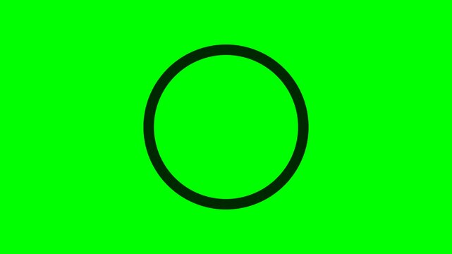 Minimalist circular pulse and rotating ring animation on chroma key green screen background