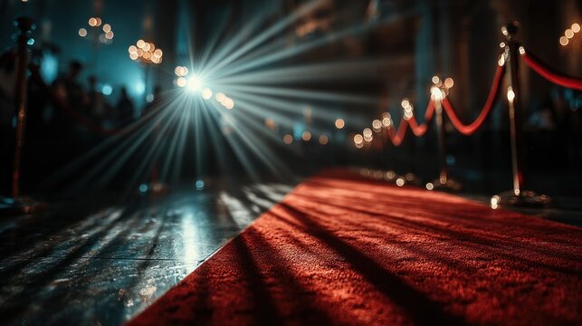 Red carpet with a red rope and red barriers congrarulation holiday background