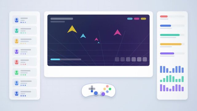 Abstract animated esports match tracked with player stats drawn as blue and cyan lines and dots on a bright, clean light background. Seamless looping 4K motion graphics video with free space for text,