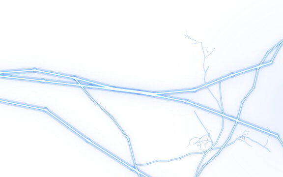 Lightning Abstract blue network of interconnected lines and dots on Transparent Background