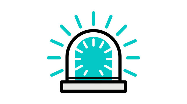 Bright Teal Alarm Siren Light Icon - Emergency Warning, Alert, Security, and Notification Symbol Graphic