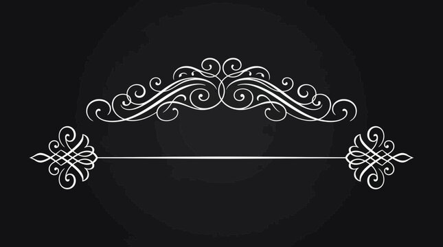 Elegant Ornamental Scroll Divider Design Element on Dark Background, Vintage Flourish Frame Border Art, Classic Baroque Decoration