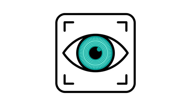 Digital Eye Scan Icon for Biometric Identification and Security. Concept of Vision, Privacy, Surveillance, and Observation Technology.