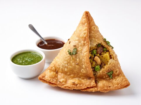 Vegetarian samsa or samosas.Indian special traditional street food punjabi samosa