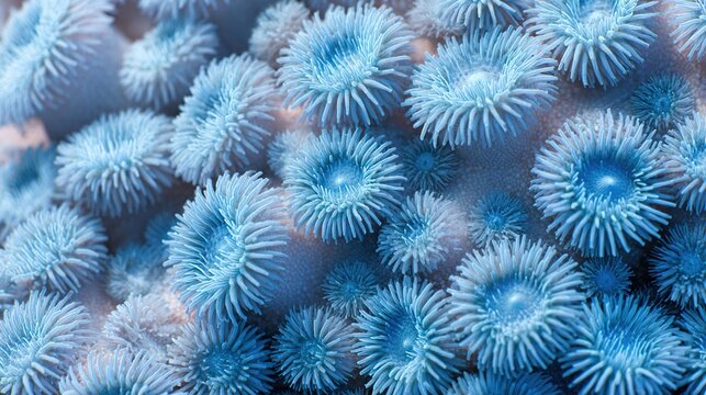 cnidarians. Coral polyps with delicate tentacles swaying in ocean currents. wildlife magazines, conservation campaigns, designed for eco-tourism storytelling, promotes animal welfare.