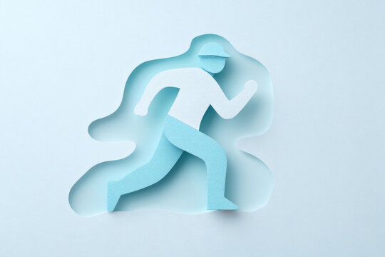 Paper Cut Icon of Running Man in Motion