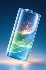 Fototapeta premium Glowing translucent battery filling with luminous energy