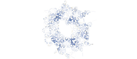 Obraz premium Abstract digital network structure with interconnected white dots and blue lines showing modern data connection points