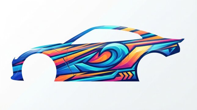 Vibrant wave pattern car wrap vinyl graphic design