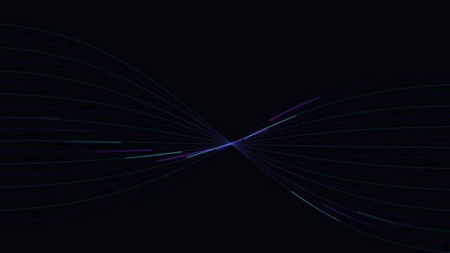 Abstract looping light streaks forming a seamless bow tie shape against a dark background.