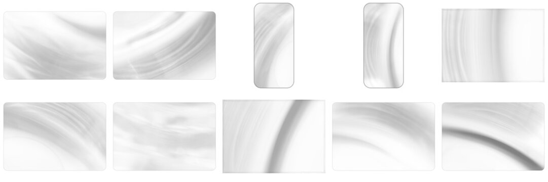 Transparent collection frosted glass frame with rounded corners and glossy reflection, isolated on a transparent background.