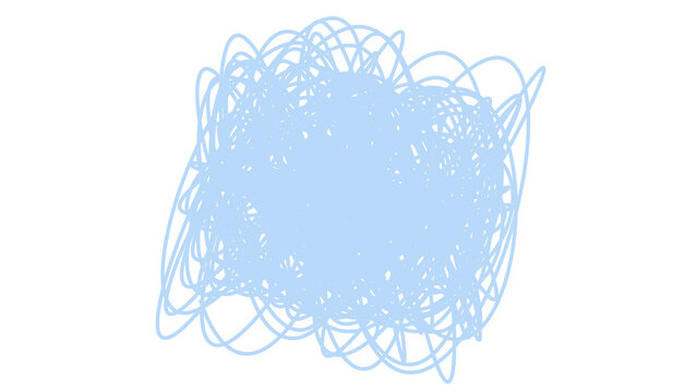 Bright sky blue tangled line drawing creating a dense abstract web of creative energy flow