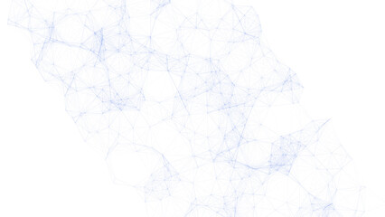 Fototapeta premium Complex digital network structure with interconnected glowing blue lines representing data connectivity and global communication systems