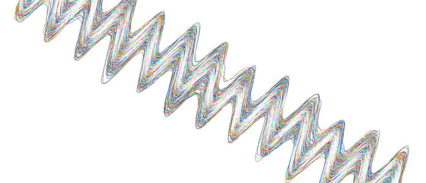 Complex layered chaotic zigzag lines creating a vibrant psychedelic moire pattern with chromatic aberration effects