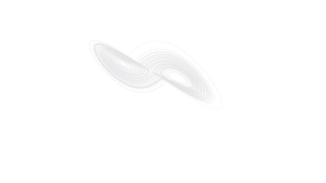 Elegant light grey lorenz attractor visual on a clean deep black solid moody artistic space