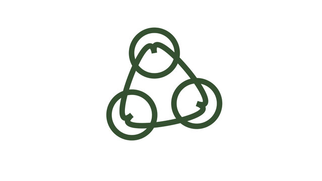 Minimalist green triangular design element featuring rounded interconnected circles for modern corporate branding and identity projects
