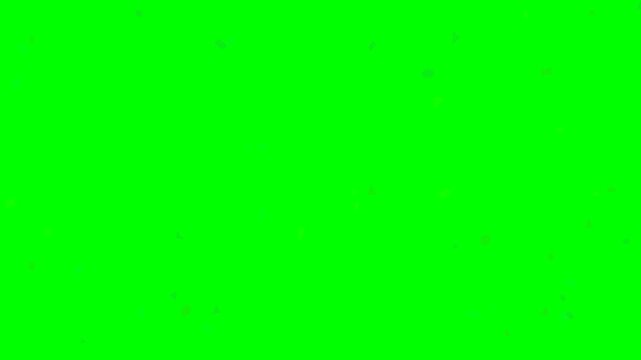 Colorful flower petals scattered across a bright green background in a looping pattern