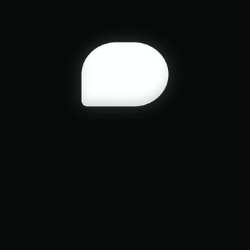 An abstract white monochrome rounded bubble tail accent shape bounces and squishes on landing in a continuous bounce cycle on an isolated background