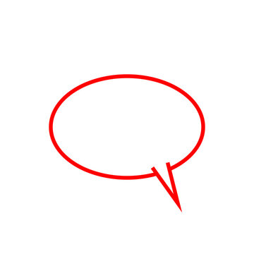 Red outline speech bubble for social media and creative marketing messaging designs on black surface
