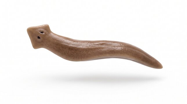 Planaria flatworm simple portrait white background