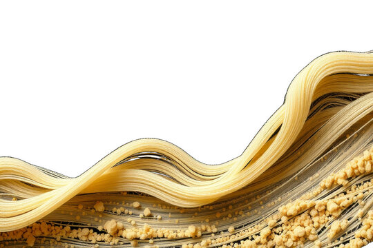 Abstract wave of wheat pasta strands on black background