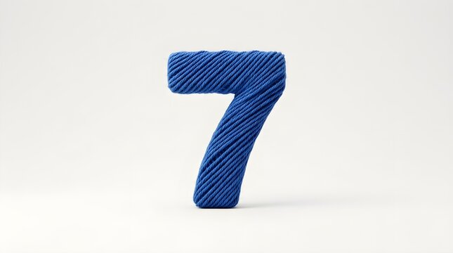 A high-resolution 3D render of the number seven crafted from coiled blue rope against a clean white background.