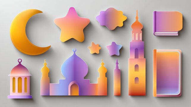 Islamic design elements in vibrant gradient colors