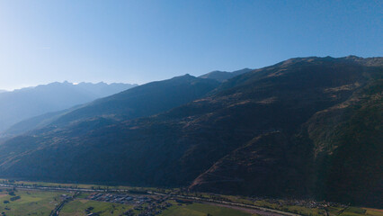 Obraz premium alpine landscape panorama in the evening, mountain