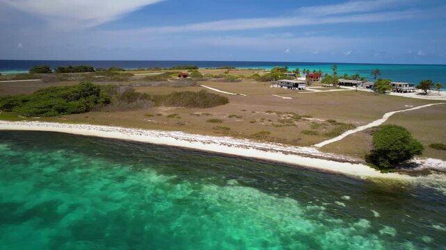 Aerial view of Dos Mosquises tropical island in Los Roques