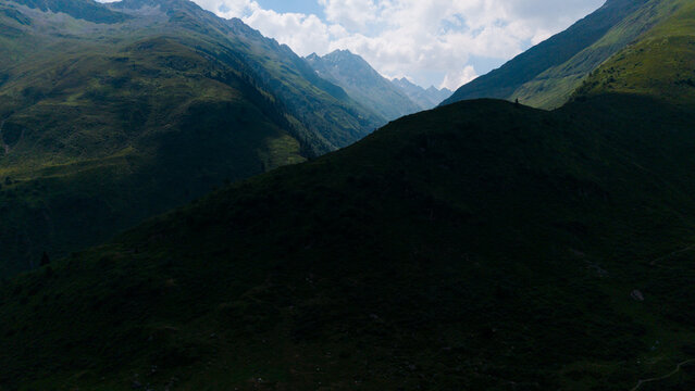 Breathtaking panorama of morning wild nature high in mountains