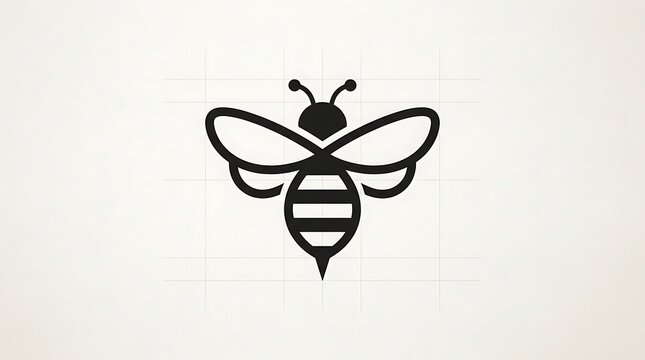 Stylized bee logo isolated on transparent background. Ideal for branding and design projects.