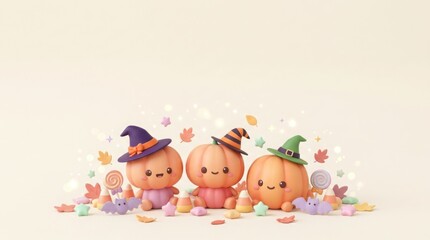 Fototapeta premium Halloween candy collection with assorted colorful gummy bears
